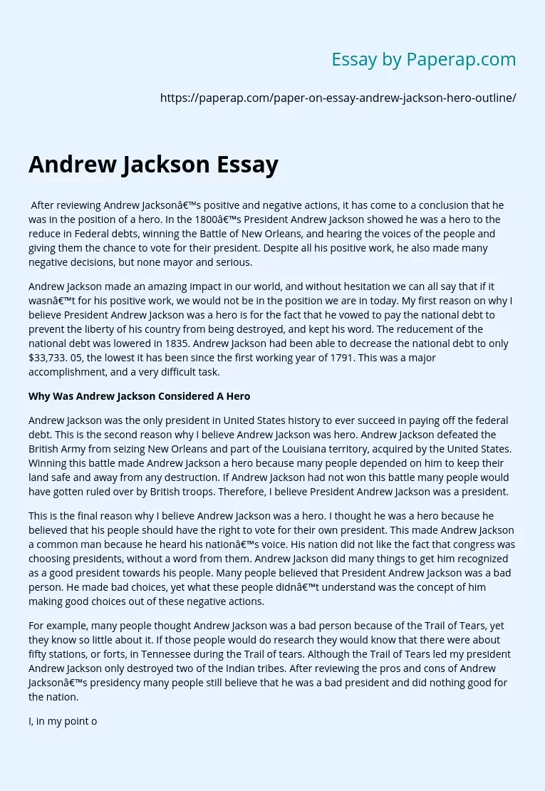 Andrew Jackson Essay