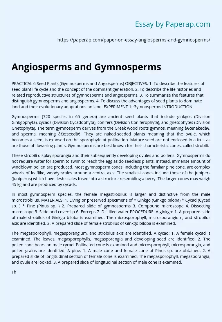 Angiosperms and Gymnosperms