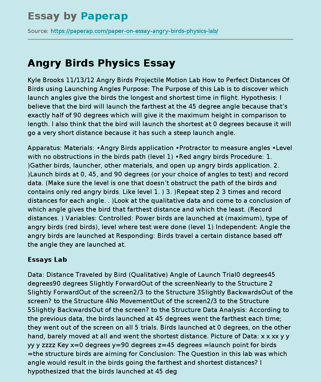 Angry Birds Physics