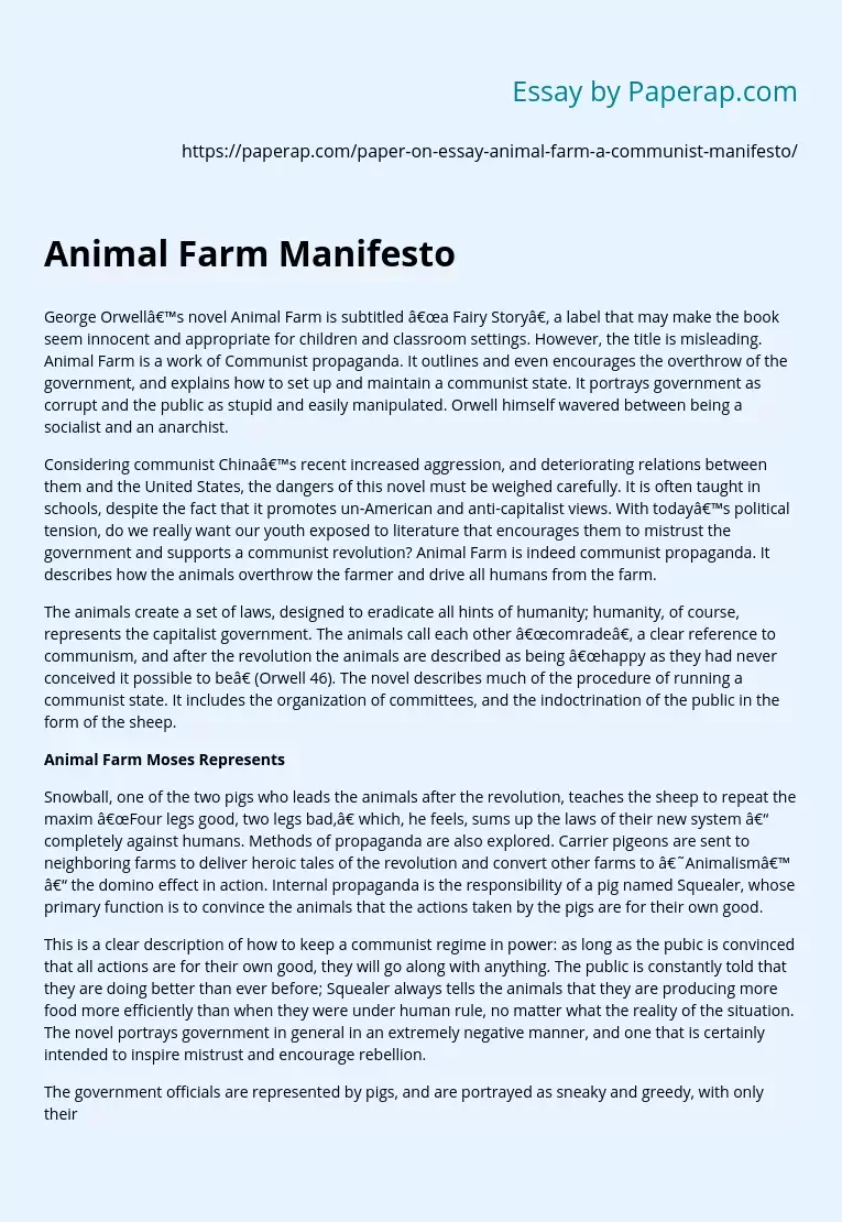 Animal Farm Manifesto