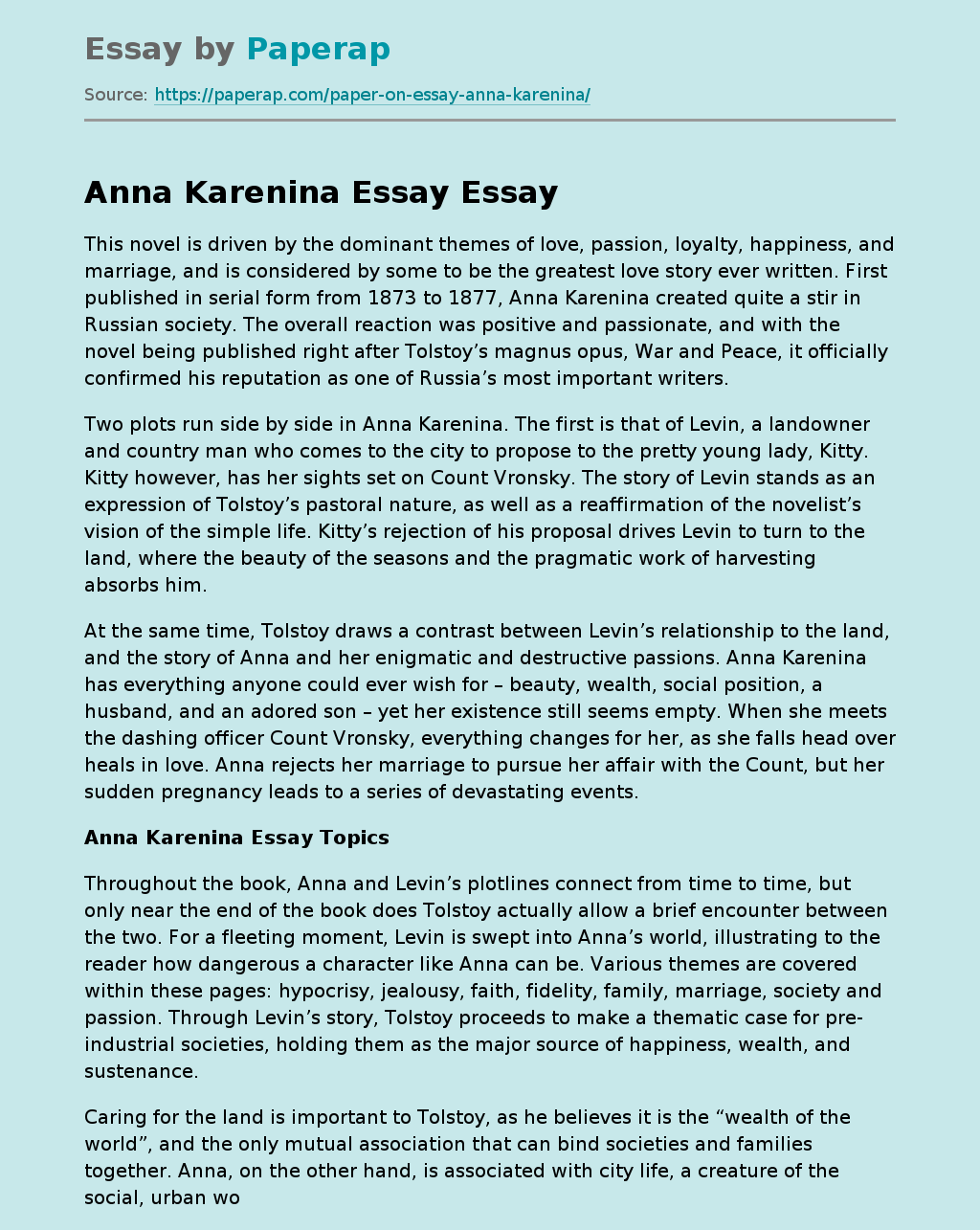 Anna Karenina Essay