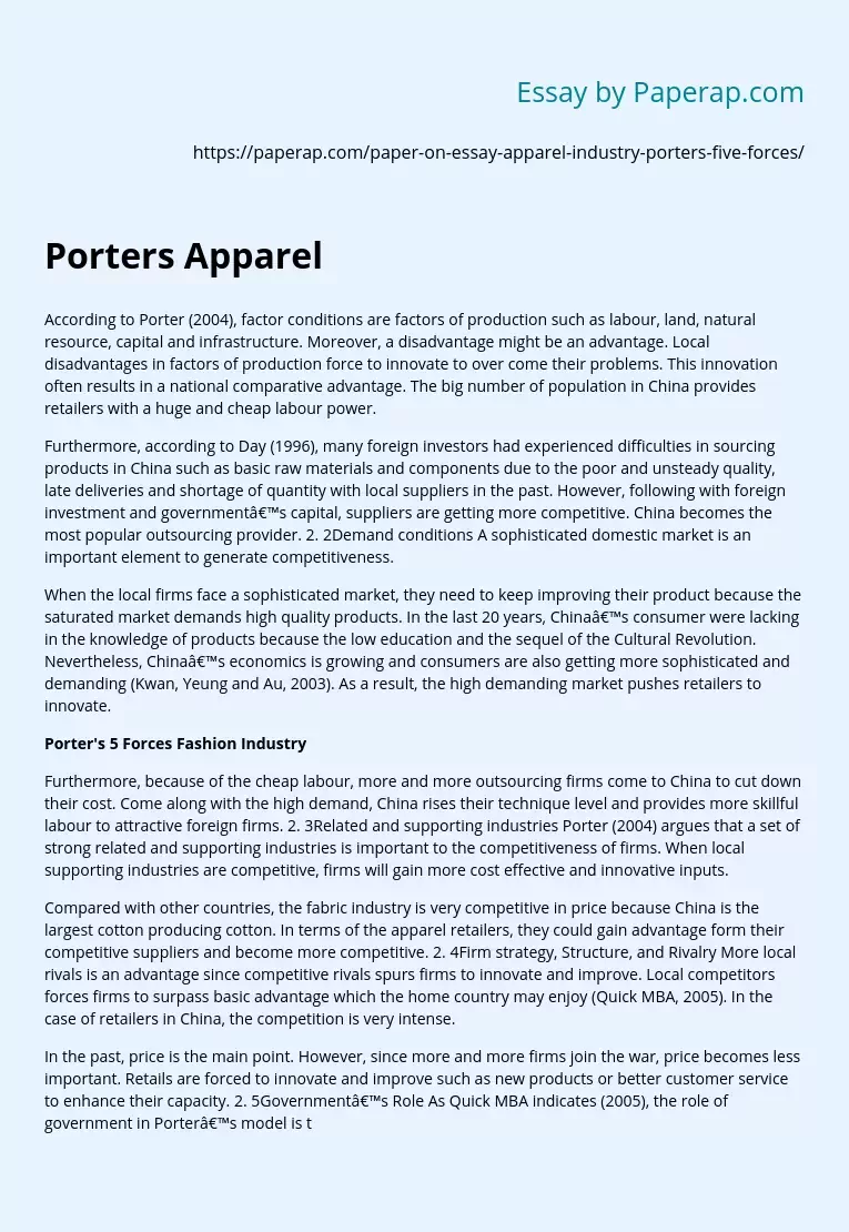 Porter's 5 Forces Fashion Industry
