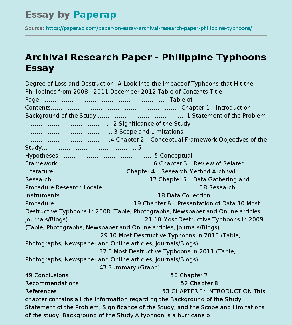Archival Research Paper - Philippine Typhoons