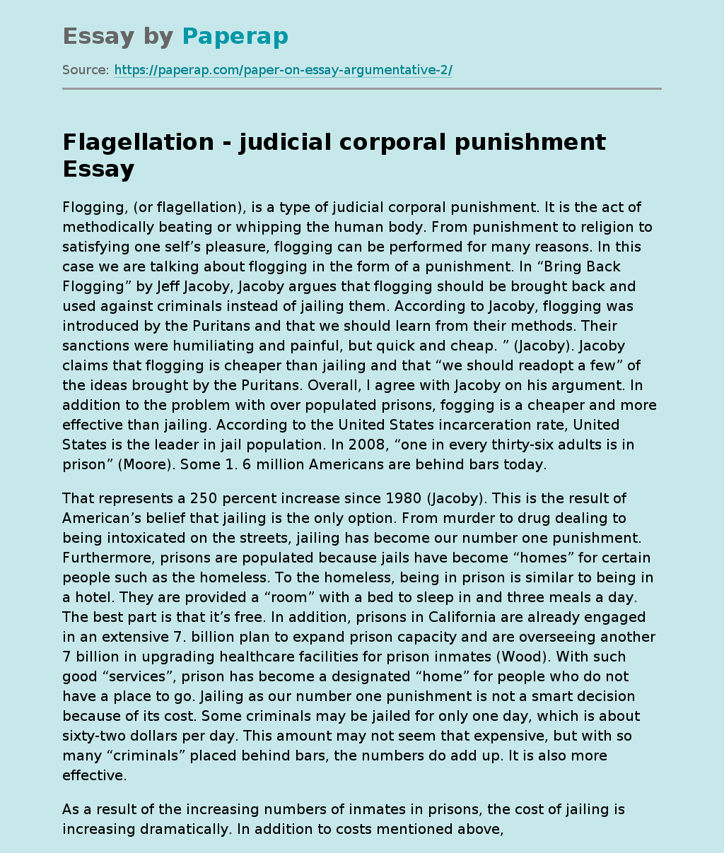 Flagellation - Judicial Corporal Punishment