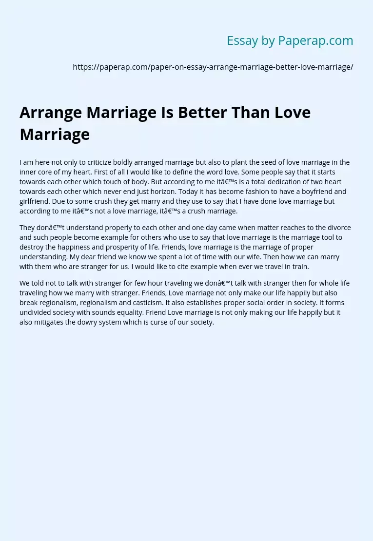 love and marriage easy essay