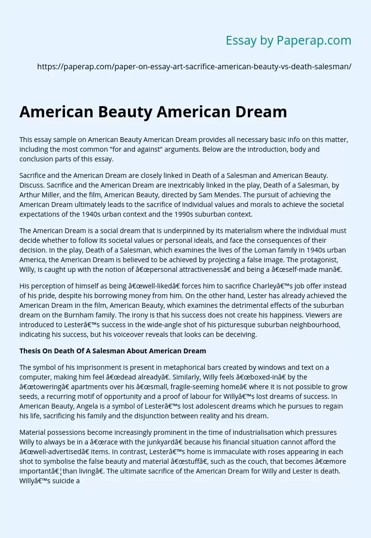 American Beauty American Dream