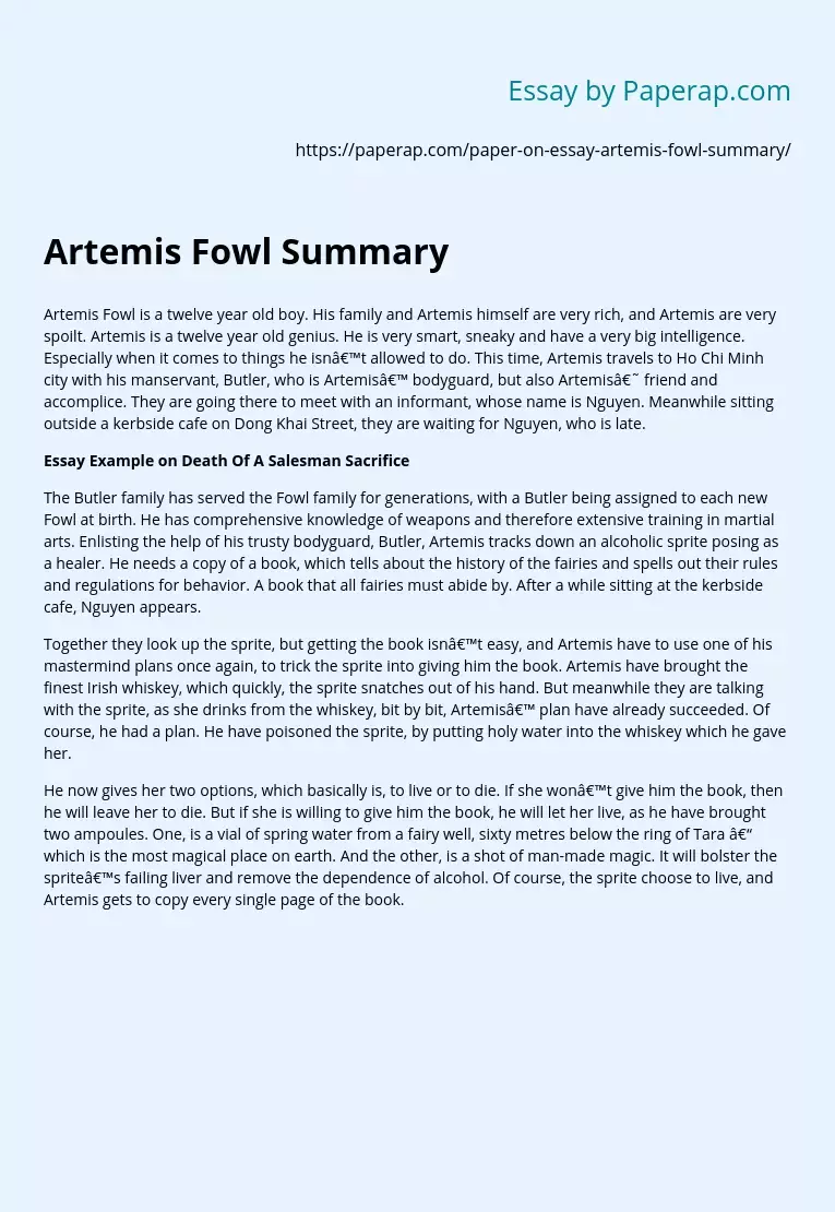 Artemis Fowl Summary
