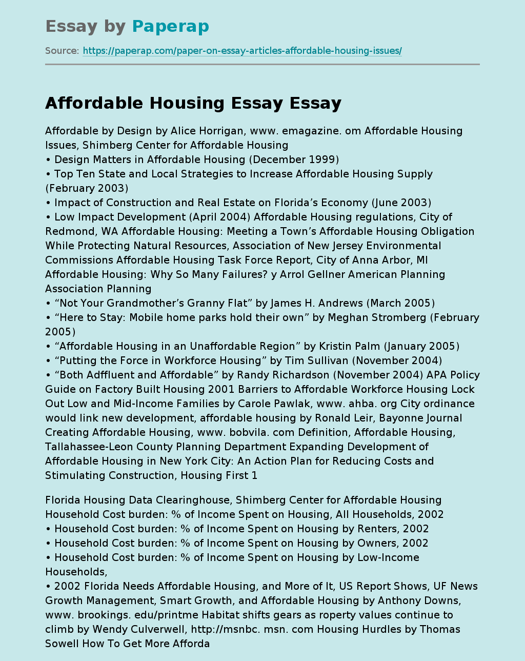 housing essay