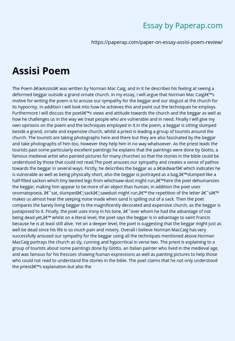 Assisi Poem