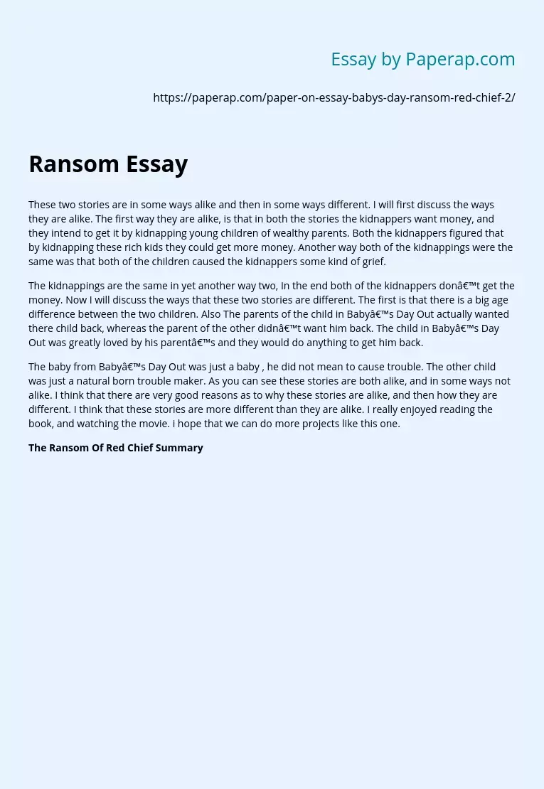 Ransom Essay