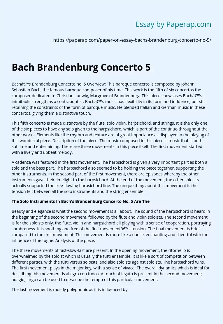 Bach Brandenburg Concerto 5