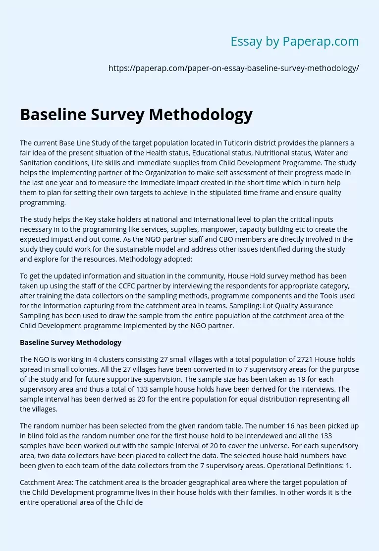 Baseline Survey Methodology