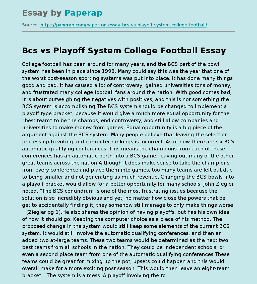 Bcs vs Playoff System College Football