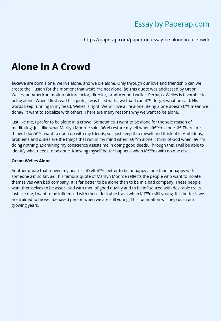 Why I Prefer Being Alone In A Crowd