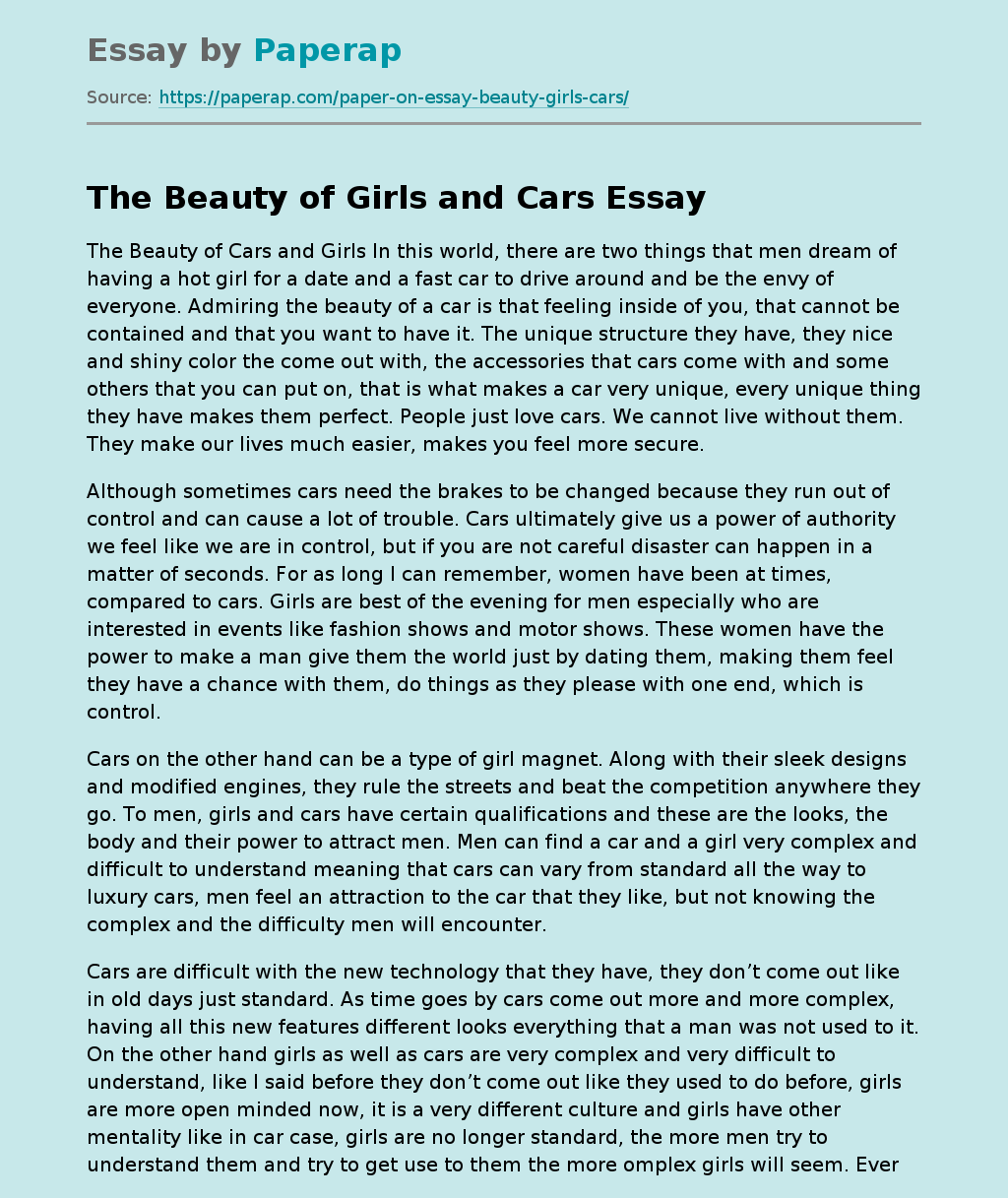 The Beauty of Girls and Cars
