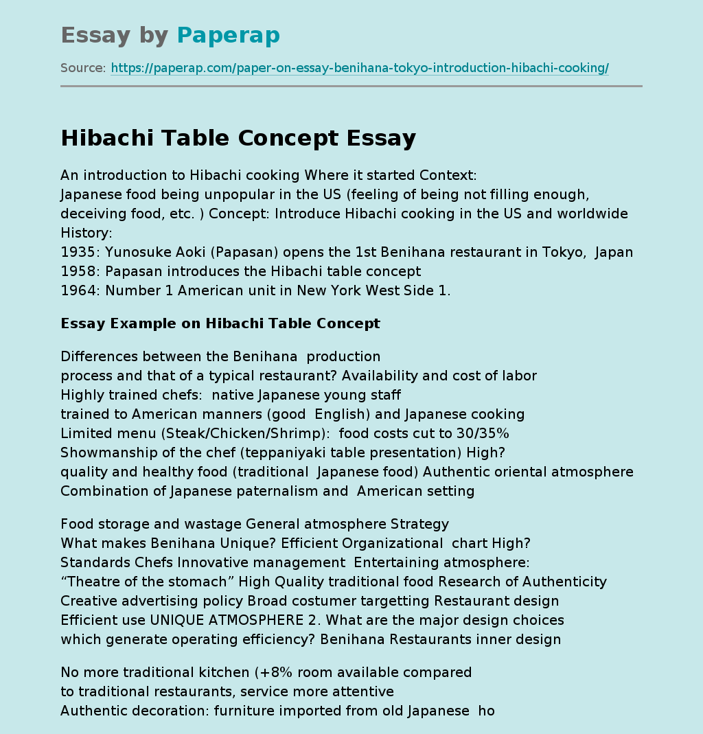 Hibachi Table Concept