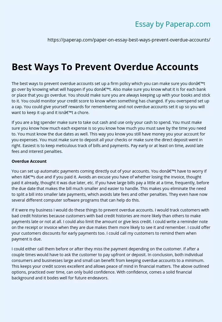 Best Ways To Prevent Overdue Accounts