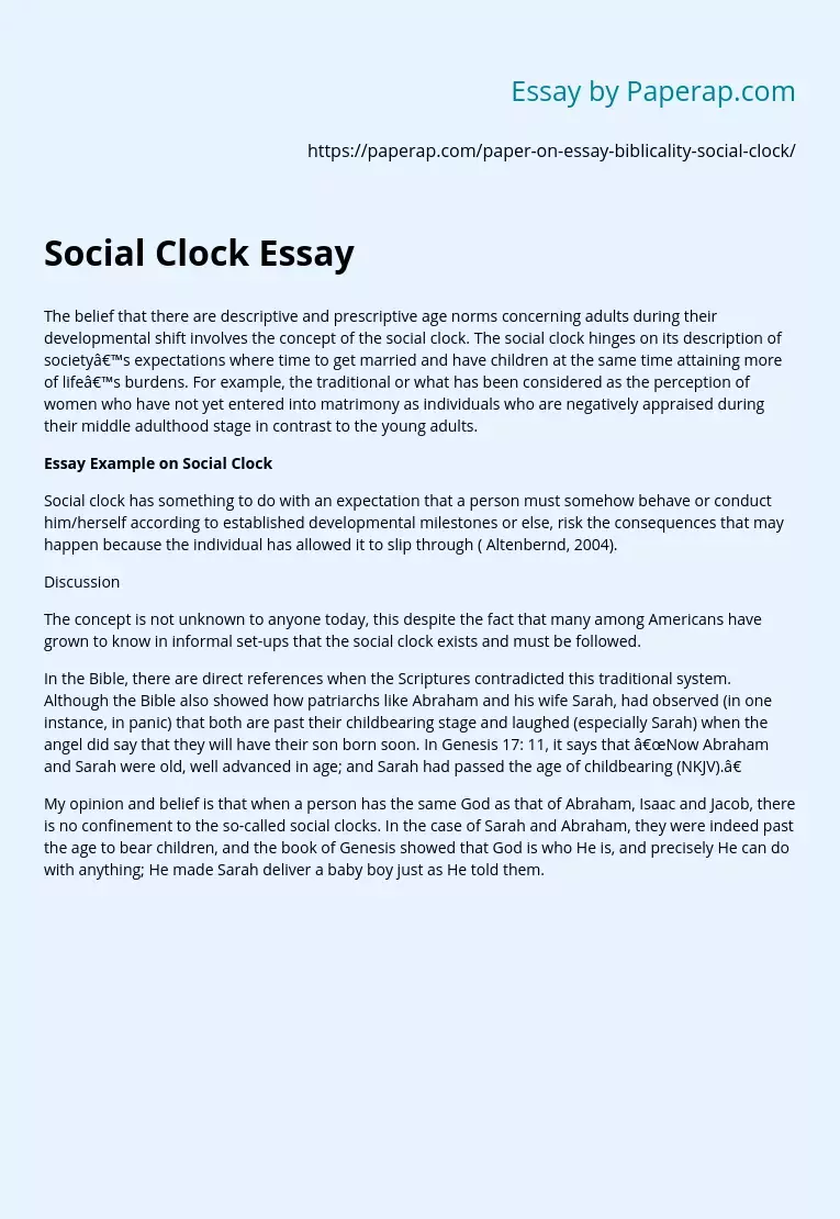 Social Clock Essay
