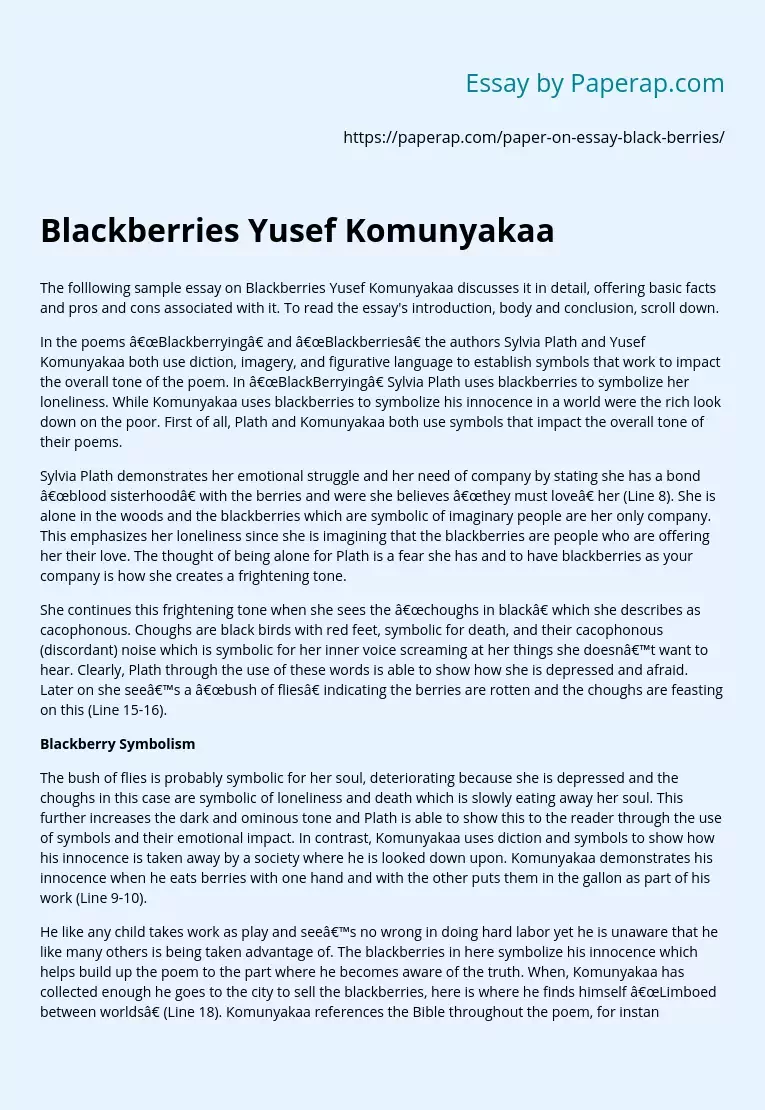 Blackberries Yusef Komunyakaa