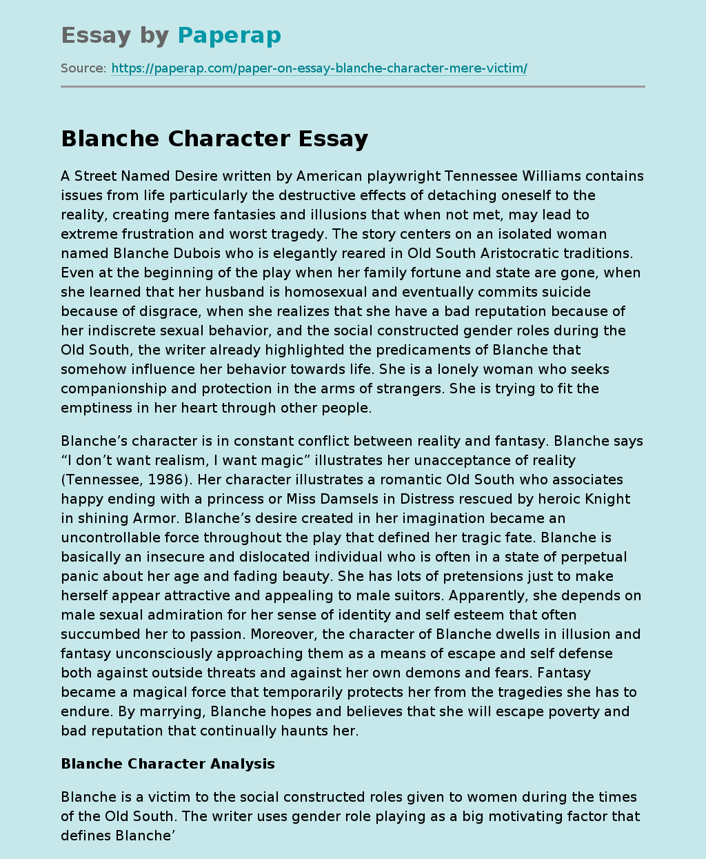 Blanche Character