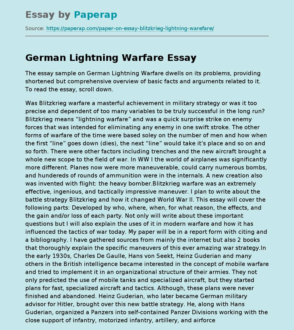 German Lightning Warfare