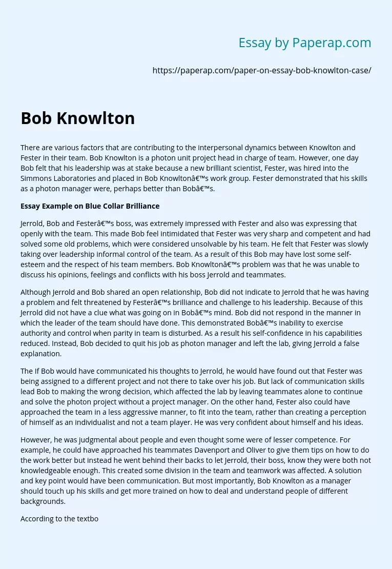 Bob Knowlton and Blue Collar Brilliance
