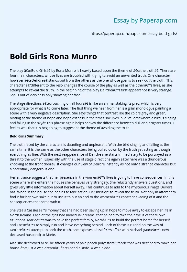 Bold Girls Rona Munro