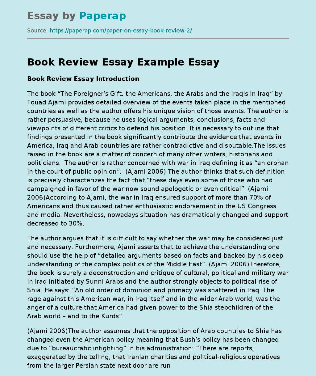 Book Review Essay Example Free Essay Example