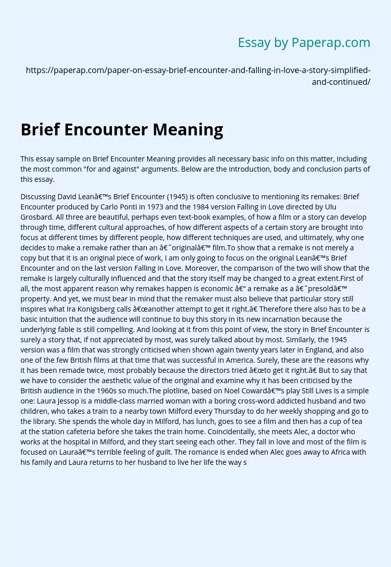 Brief Encounter Meaning