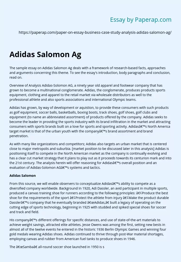 Adidas Salomon Ag