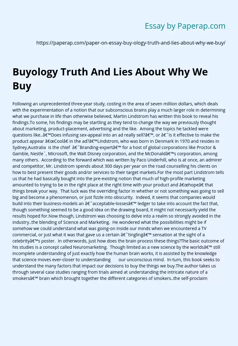 Buyology Truth And Lies About Why We Buy