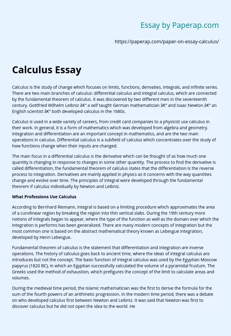 history of calculus essay