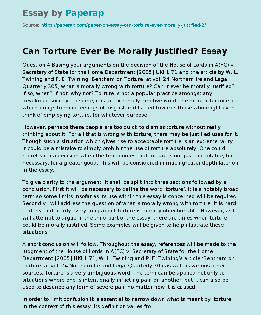 Can Torture Ever Be Morally Justified?