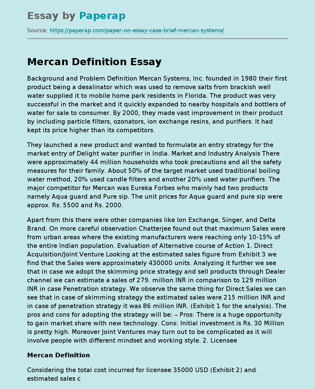 Mercan Definition
