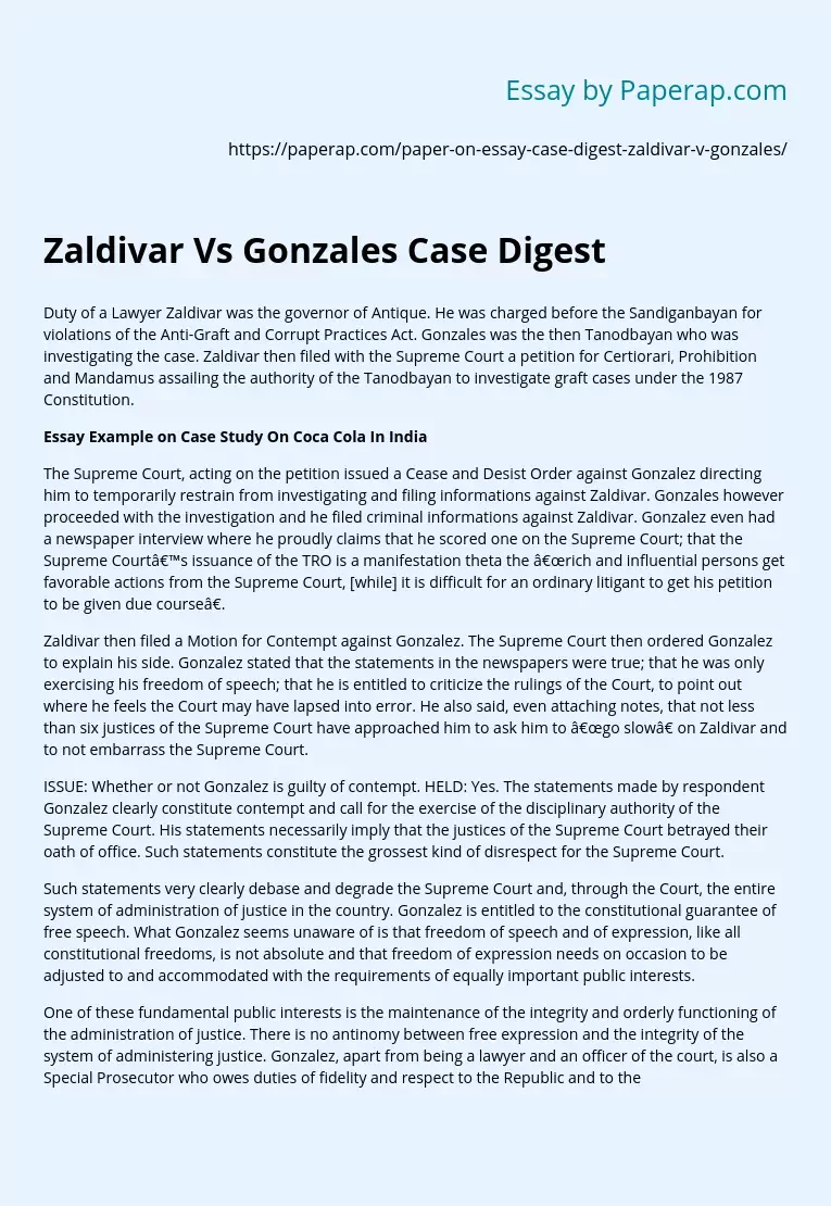 Zaldivar Vs Gonzales Case Digest
