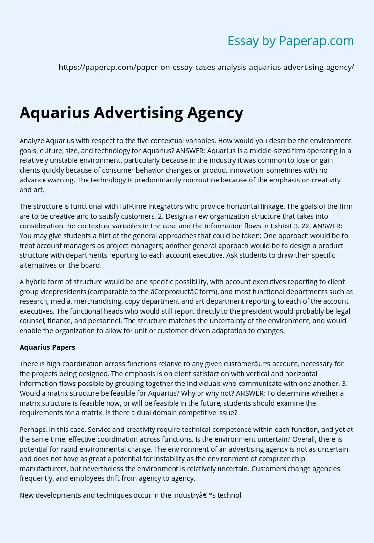 Aquarius Advertising Agency
