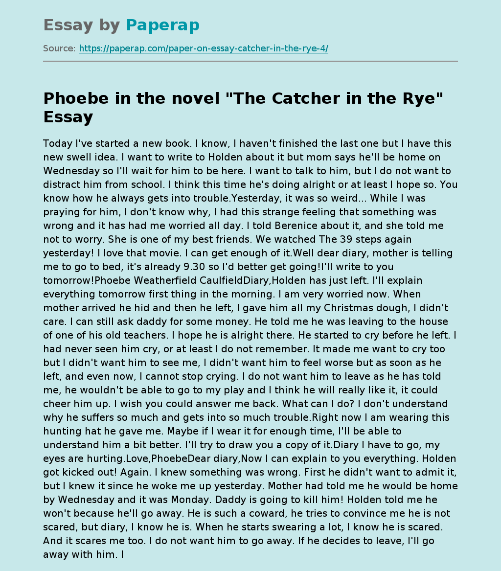 Phoebe In The Novel "The Catcher In The Rye"