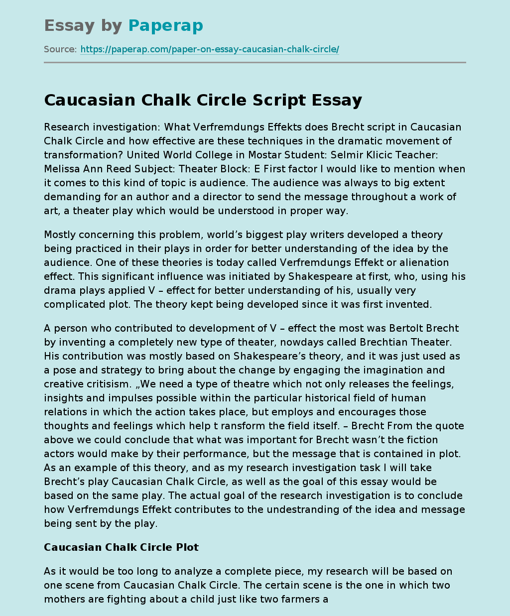 Caucasian Chalk Circle Script