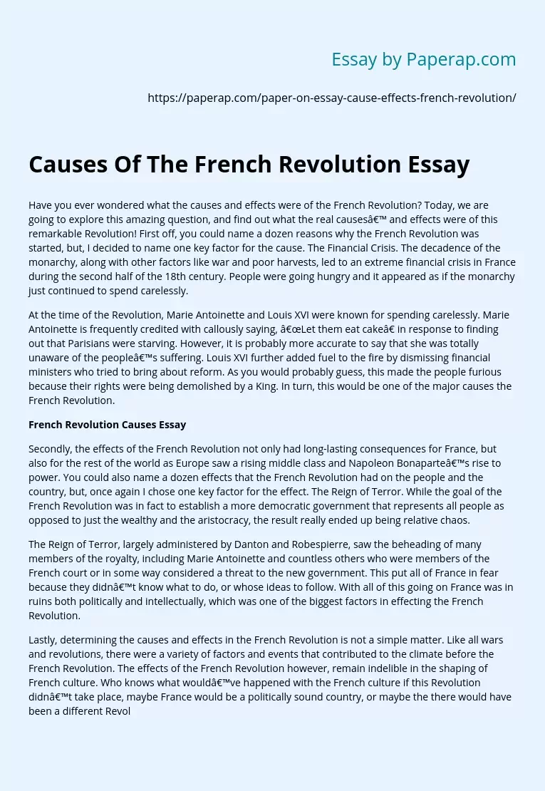 major causes of french revolution