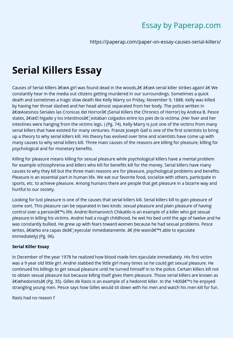 Why Do Serial Killers Kill