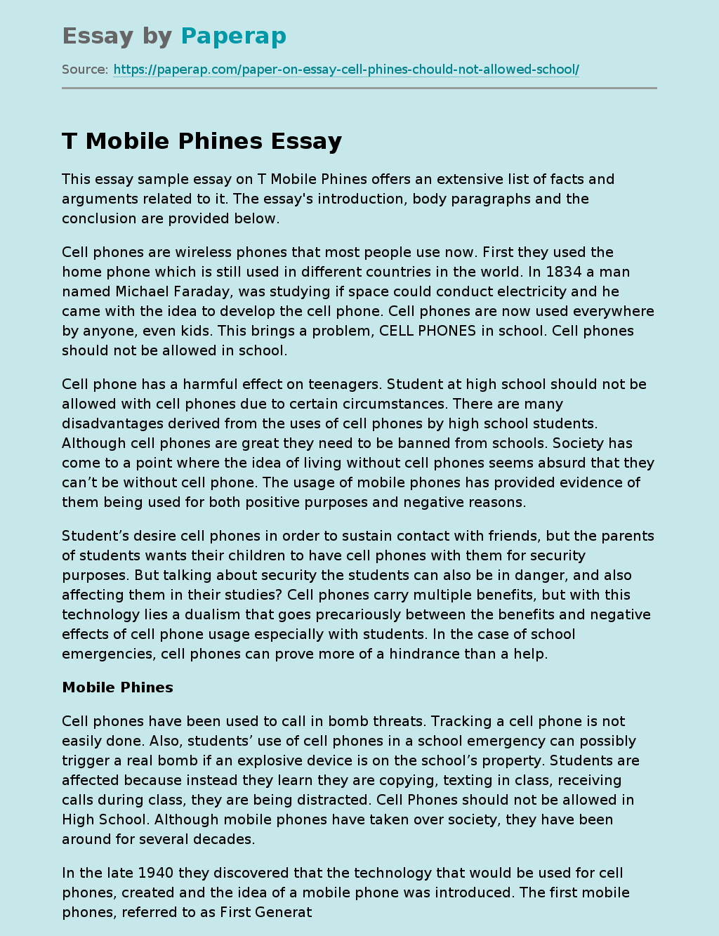 cell phone essay conclusion