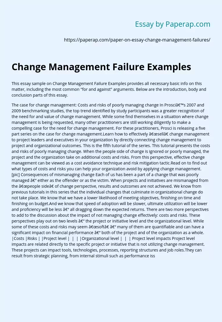 Change Management Failure Examples