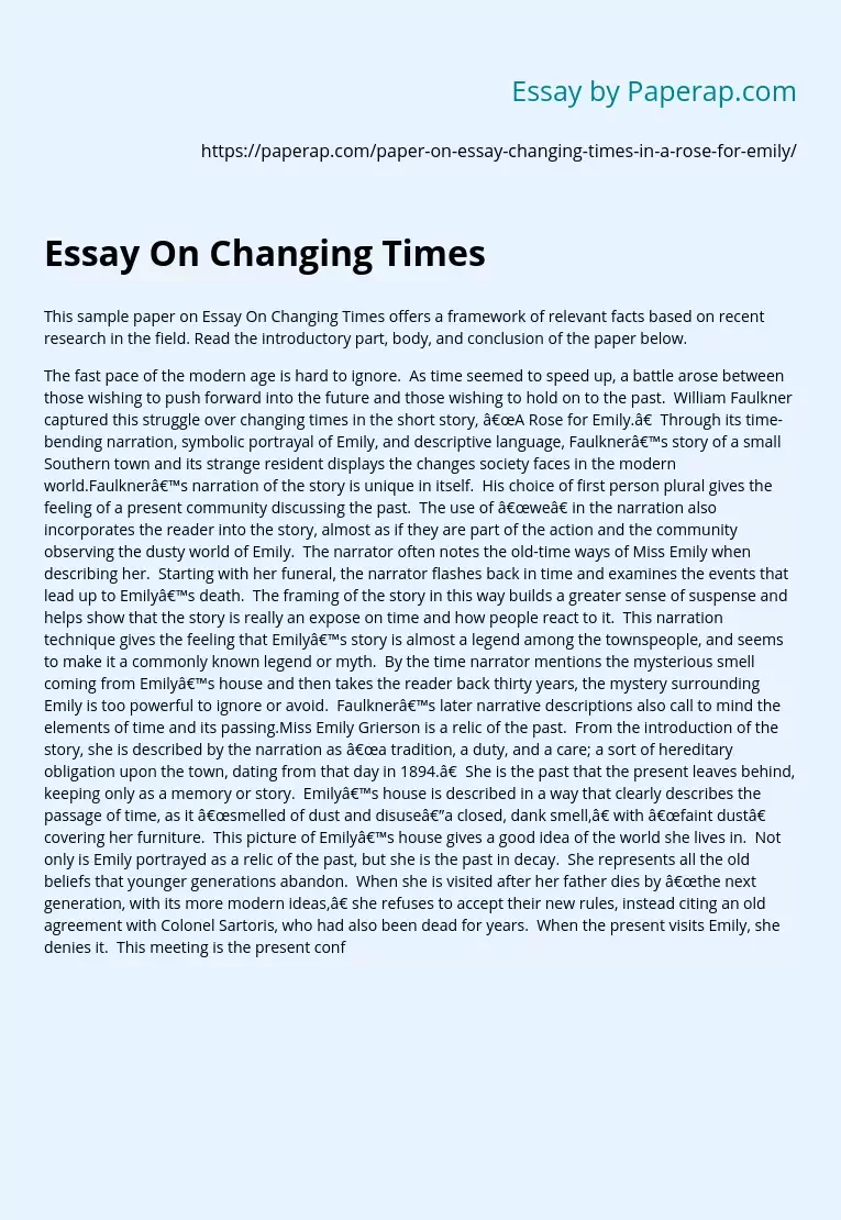 Essay On Changing Times