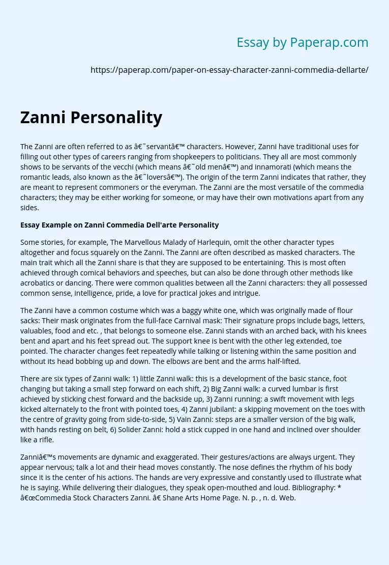 Zanni Personality