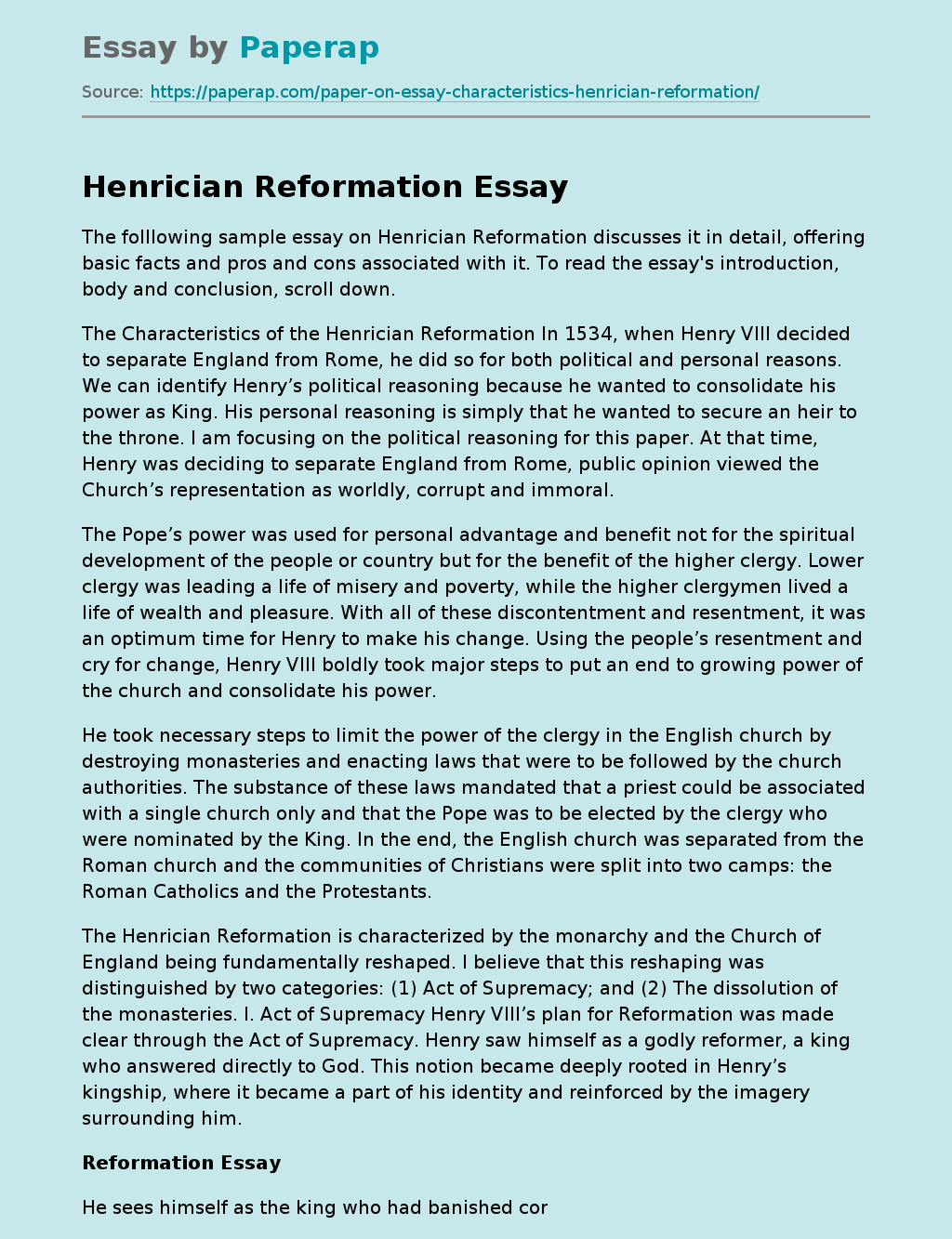 Henrician Reformation