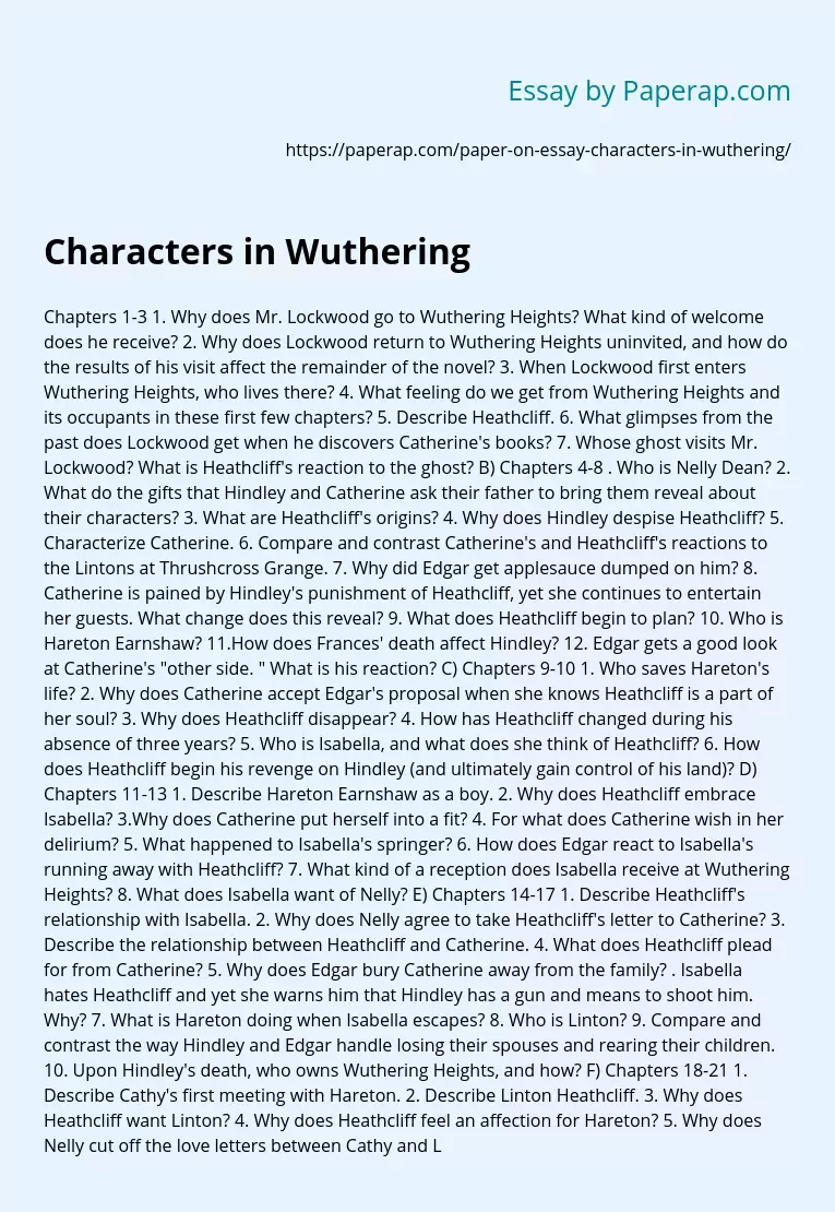 Characters in Wuthering