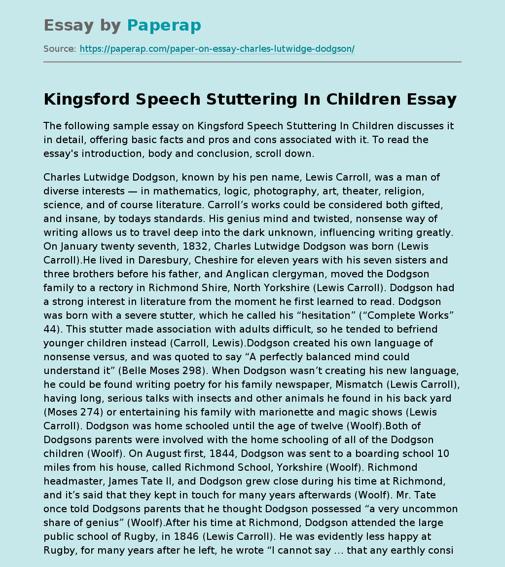 Kingsford Speech Stuttering In Children