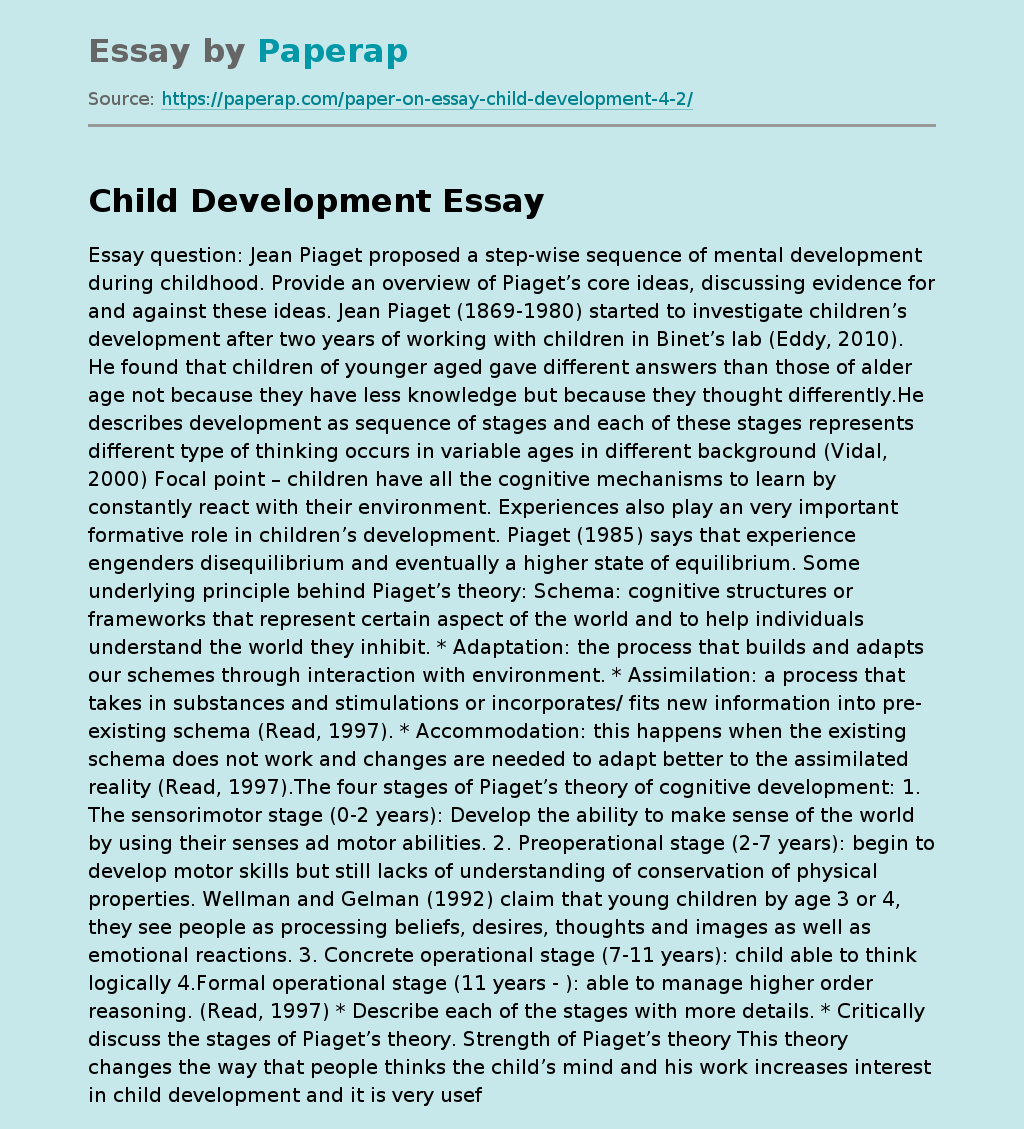 essay topics on child development