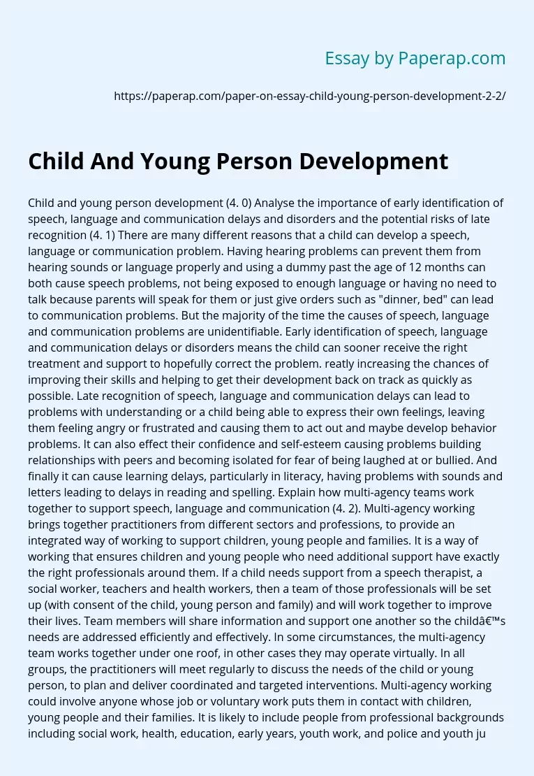 Child And Young Person Development