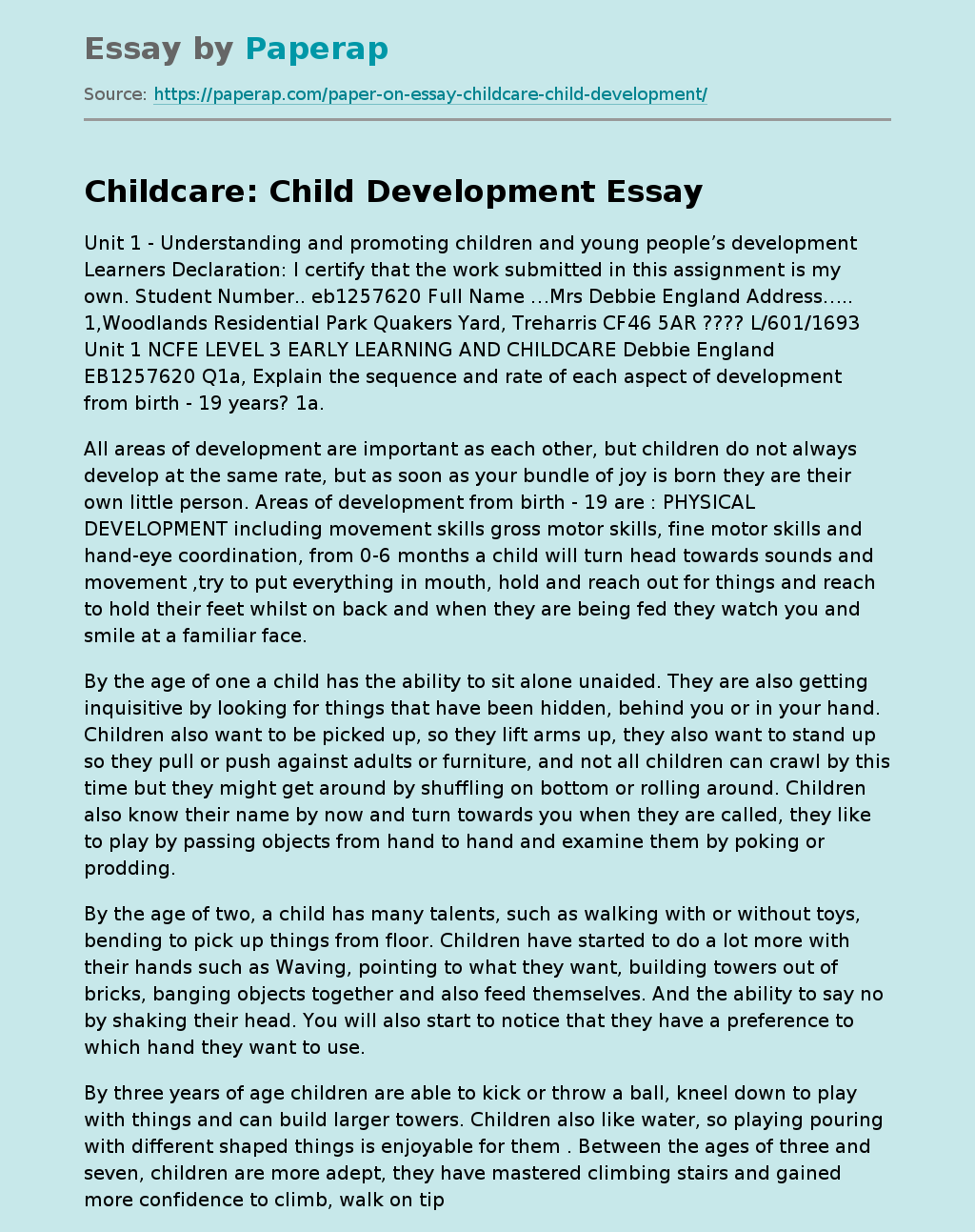 Childcare: Child Development